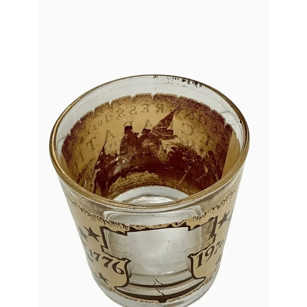 Vintage 1776 Patriotic Declaration Of Independence Whisky Bourbon Rocks Glasses